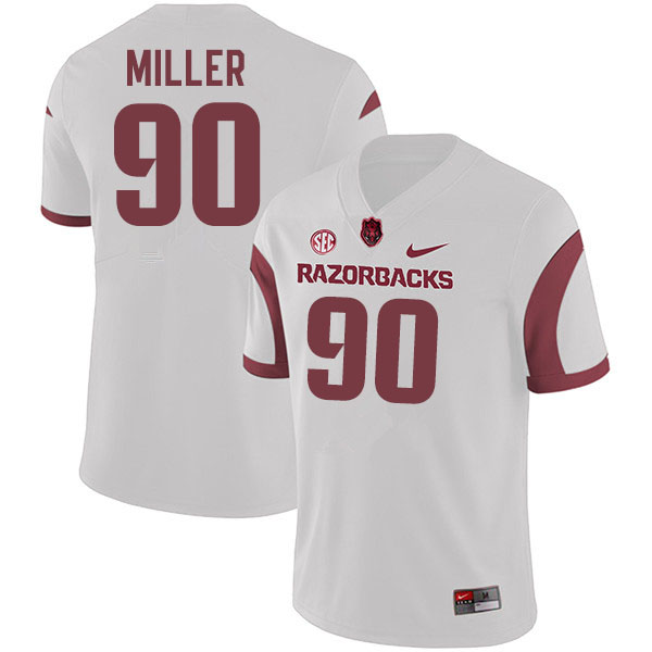 Men #90 Marcus Miller Arkansas Razorbacks College Football Jerseys Sale-White - Click Image to Close